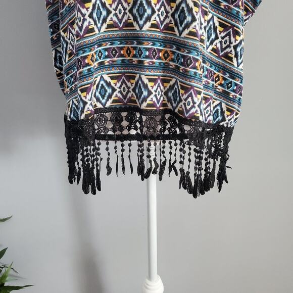 Olsenboye Aztec Pattern Hooded Poncho Size Small - Picture 4 of 8
